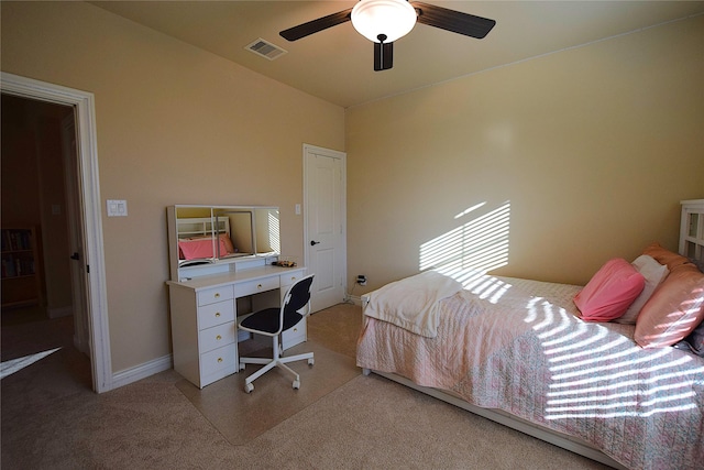 10010 Friesian Estates Dr, Spring, TX 77379 - bedroom featuring light colored carpet, ceiling fan, and baseboards