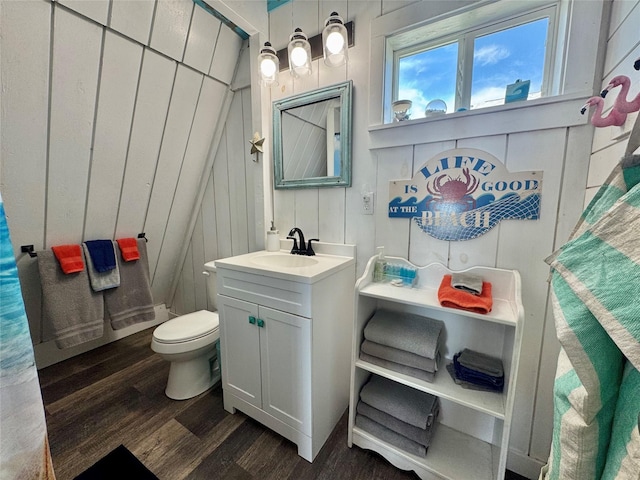 310 Angel Wing St, Surfside Beach, TX 77541 - bathroom featuring vanity, toilet, and wood finished floors