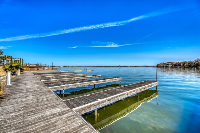 view of dock featuring a water view