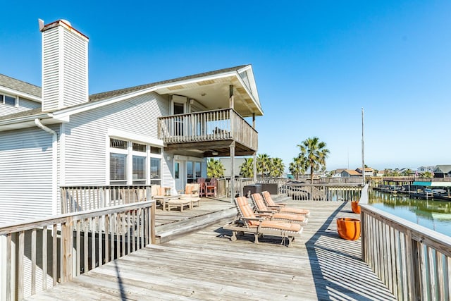 deck with a water view