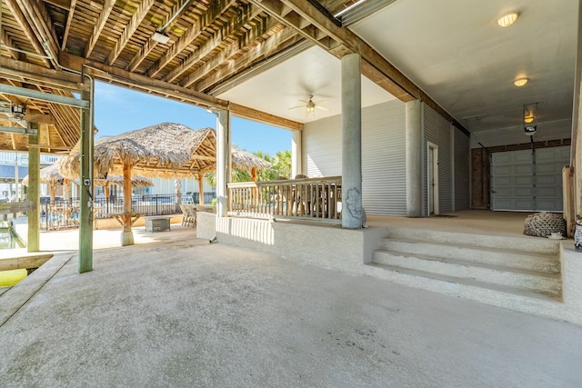 view of patio featuring a mountain view