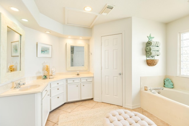 full bathroom featuring tile patterned flooring, visible vents, and a sink