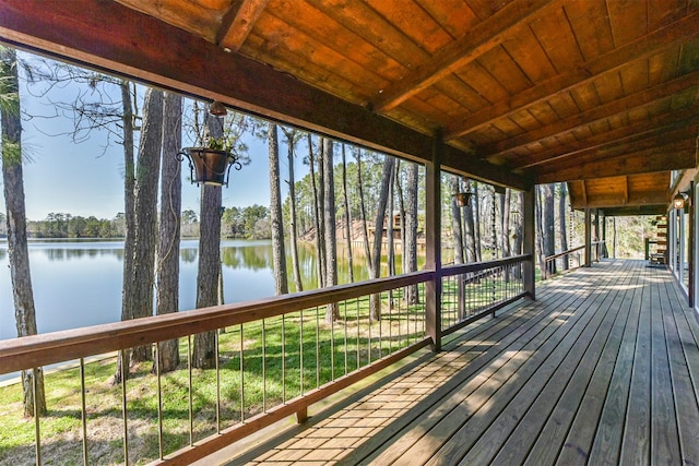 deck with a water view