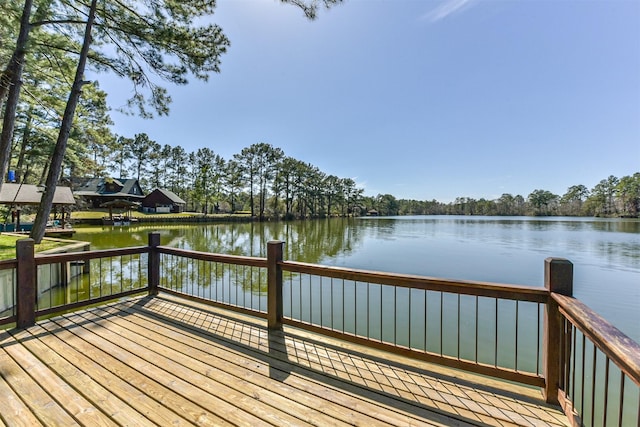 dock area featuring a water view