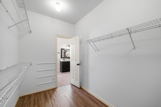 spacious closet featuring wood finished floors