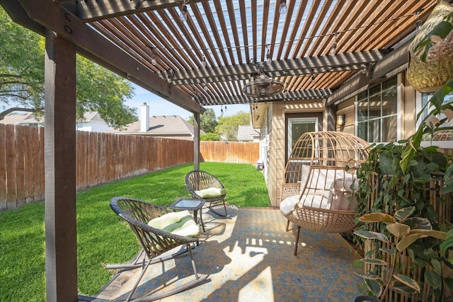 view of patio featuring a fenced backyard and a pergola