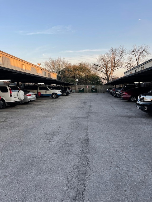 view of covered parking lot