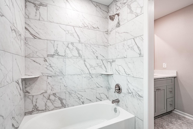 20650 S Hillcrest Dr, Porter, TX 77365 - bathroom featuring shower / bath combination, vanity, and baseboards