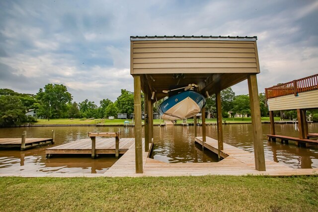 view of dock featuring a water view