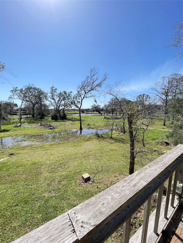 view of yard with a water view