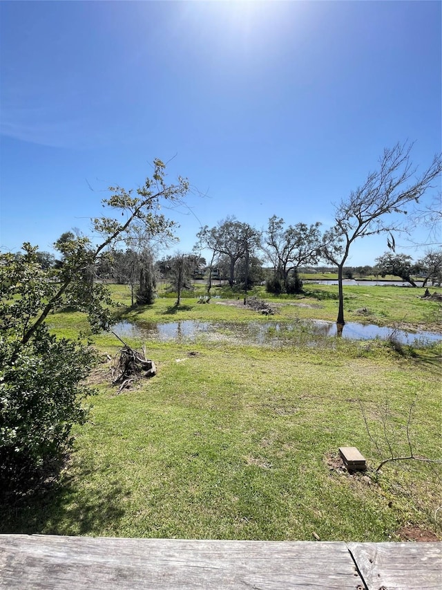 view of yard with a water view