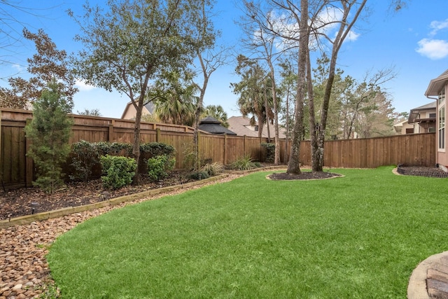 view of yard featuring a fenced backyard