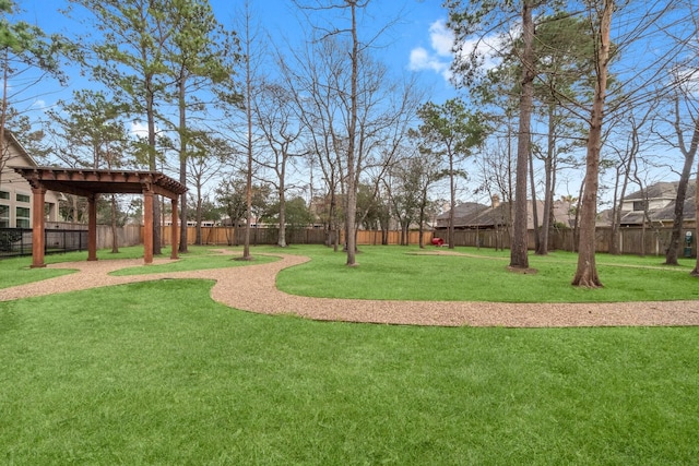 view of yard with a fenced backyard