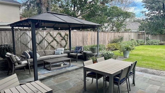 view of patio / terrace with outdoor lounge area and a fenced backyard