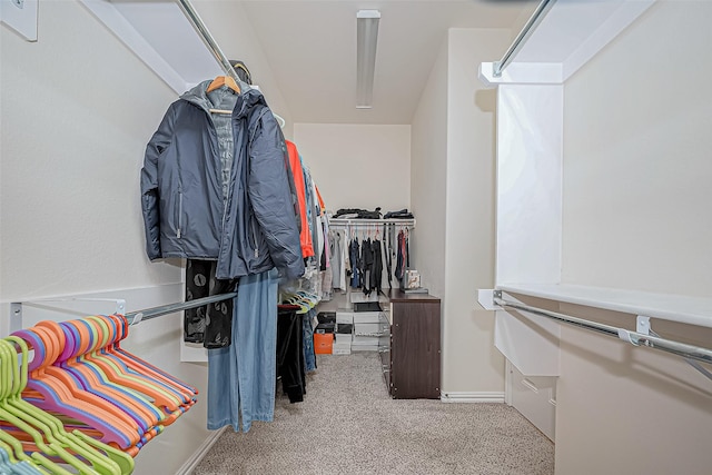 walk in closet with carpet