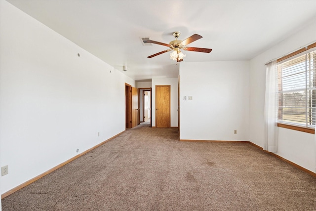 empty room with light carpet, baseboards, and visible vents