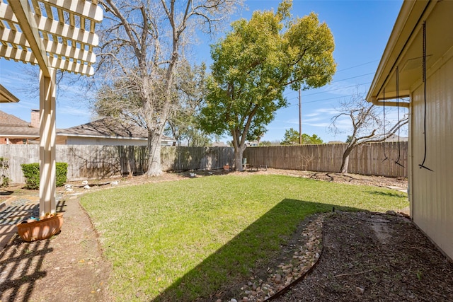 view of yard with a fenced backyard