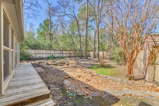 view of yard featuring a fenced backyard