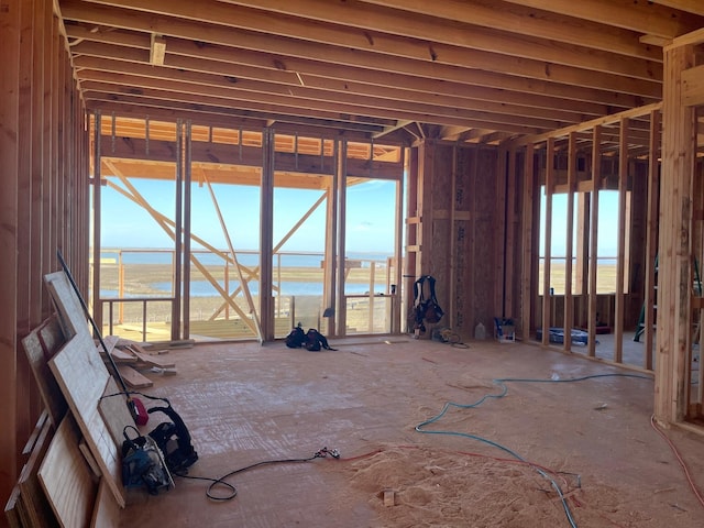 miscellaneous room with a healthy amount of sunlight and a water view