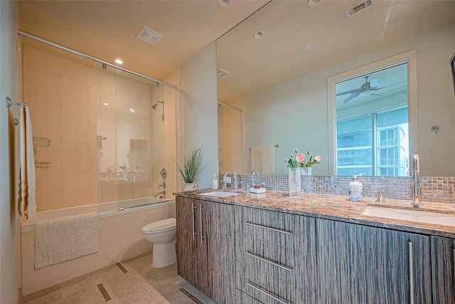 full bath featuring visible vents, a sink, and toilet