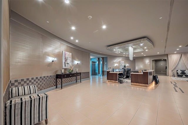 reception area featuring arched walkways