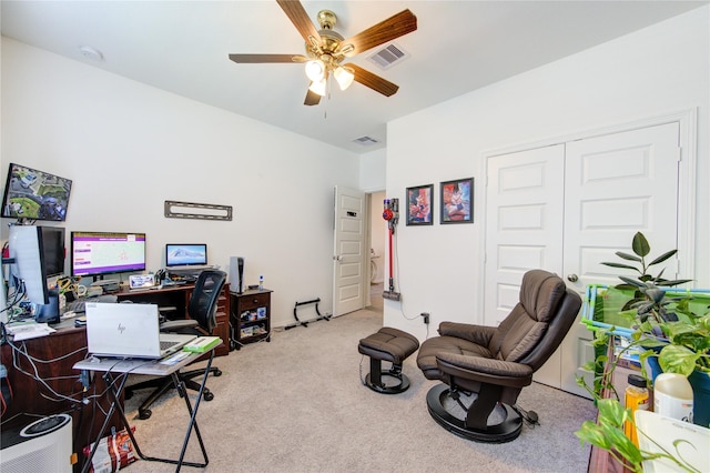 5723 Morning Vista Rd, Katy, TX 77493 - carpeted office featuring visible vents and ceiling fan