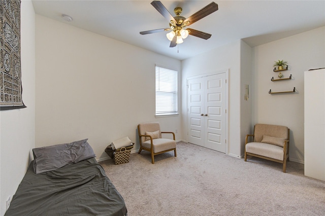 5723 Morning Vista Rd, Katy, TX 77493 - sitting room with carpet floors, ceiling fan, and baseboards