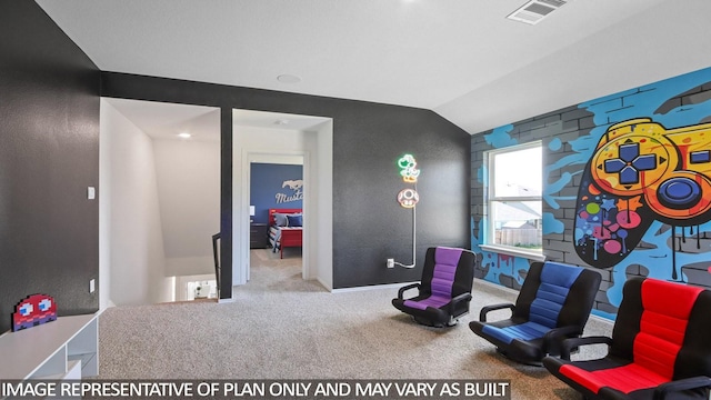 1506 Portia Ct, Conroe, TX 77301 - living area with carpet and vaulted ceiling