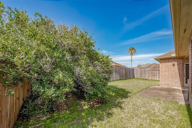 view of yard with a patio and a fenced backyard