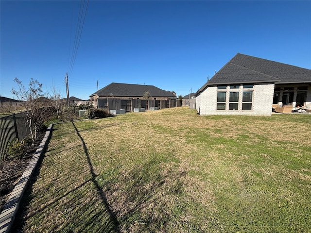 view of yard with a fenced backyard