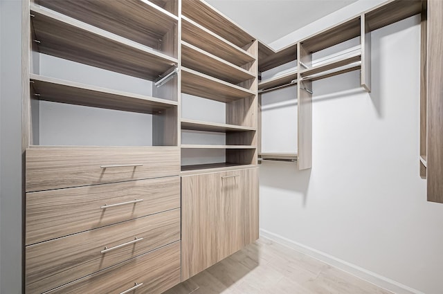 walk in closet featuring light wood-style floors