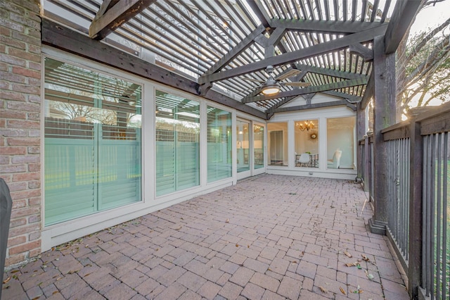 view of patio / terrace featuring fence and a pergola