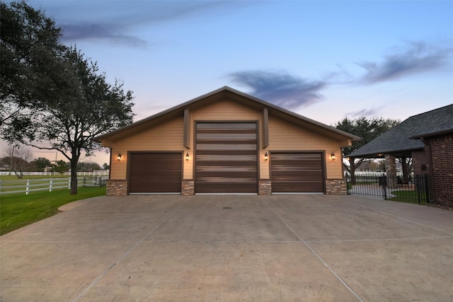 detached garage with fence