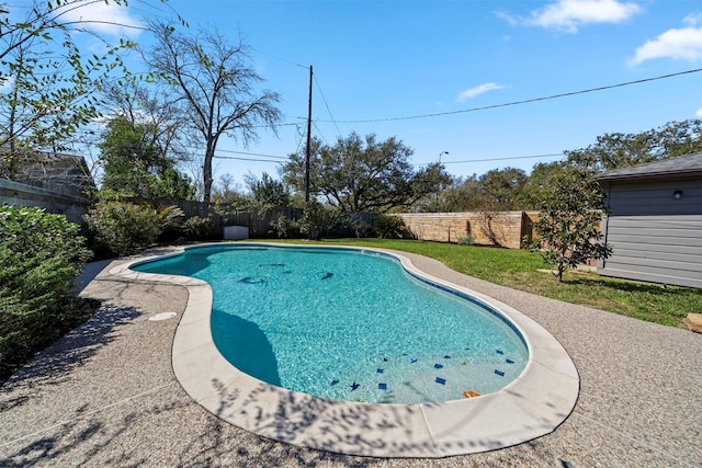 view of pool with a fenced backyard and a fenced in pool