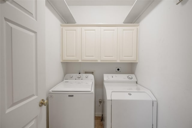 laundry room with cabinet space and washer and clothes dryer