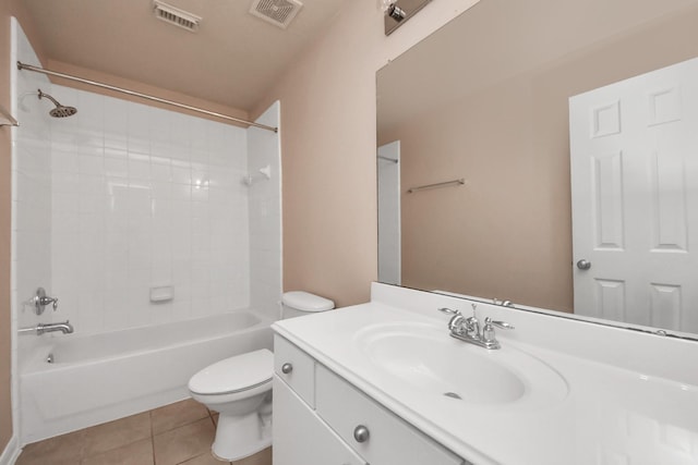 10138 W Palm Lake Dr, Houston, TX 77034 - bathroom with tile patterned flooring, visible vents, shower / bathing tub combination, and toilet