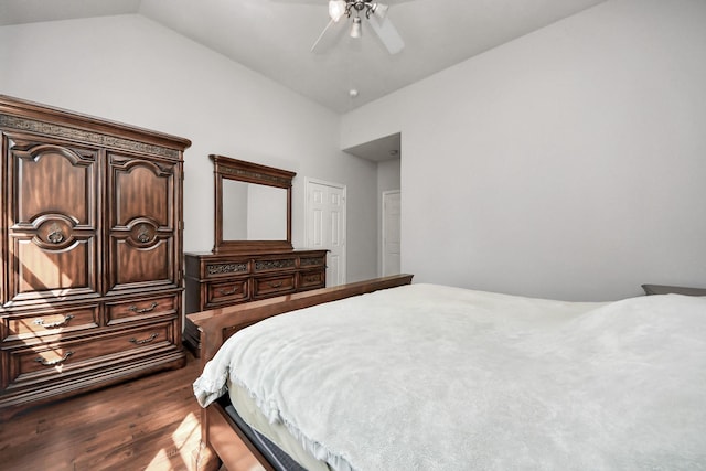 10138 W Palm Lake Dr, Houston, TX 77034 - bedroom with vaulted ceiling, ceiling fan, and dark wood-type flooring
