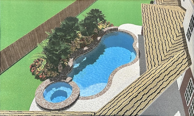 view of pool featuring a pool with connected hot tub