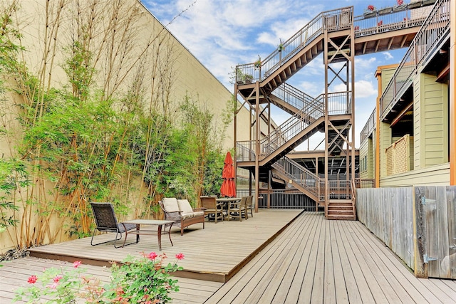 wooden deck with stairs