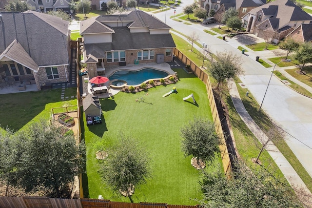 aerial view with a residential view