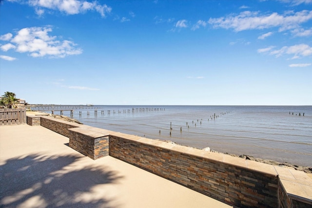 view of water feature featuring a beach view