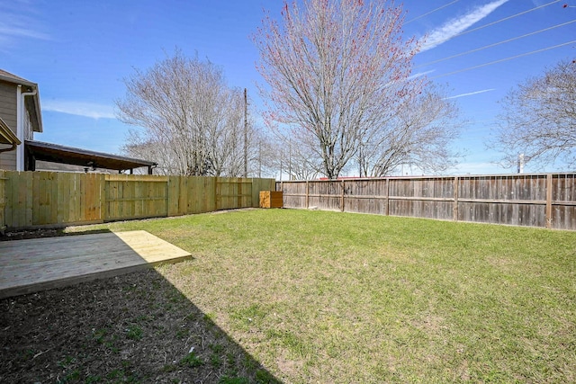 view of yard featuring a fenced backyard