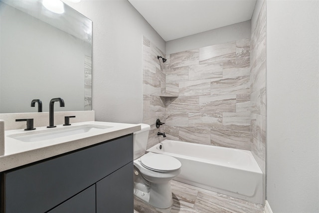 full bathroom with toilet, shower / bathing tub combination, and vanity