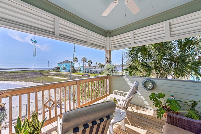 deck featuring ceiling fan