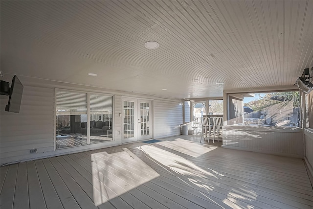 wooden deck with french doors