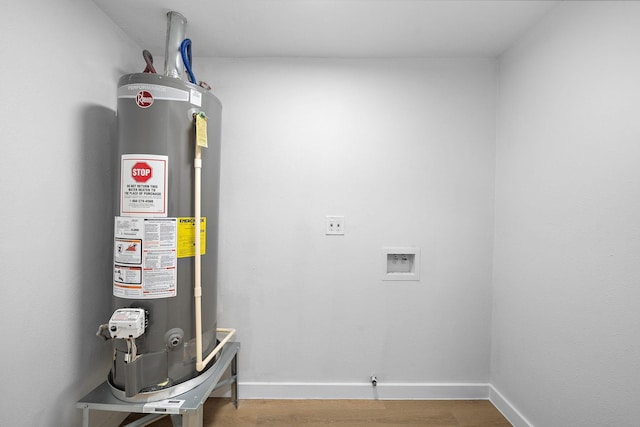 utility room featuring water heater