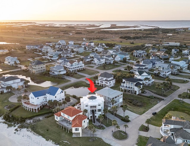 4214 Turks Pt, Galveston, TX 77554 - drone / aerial view with a water view and a residential view
