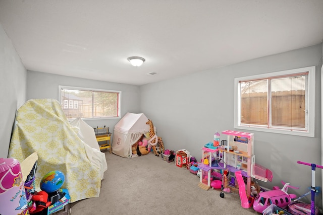 recreation room featuring carpet floors