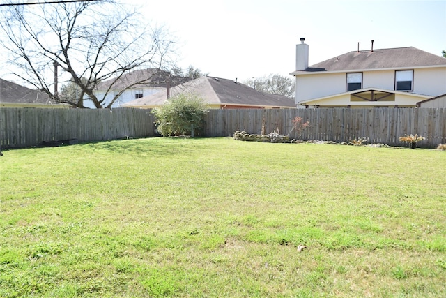 view of yard featuring a fenced backyard