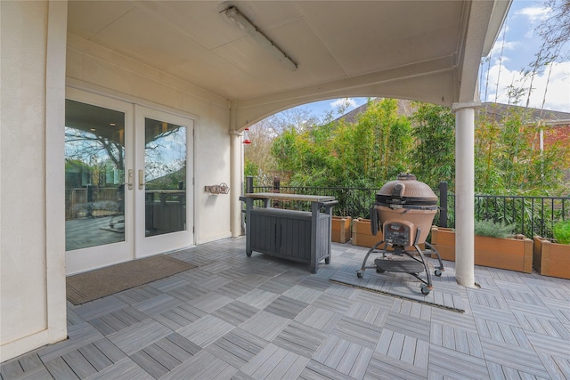 view of patio featuring french doors